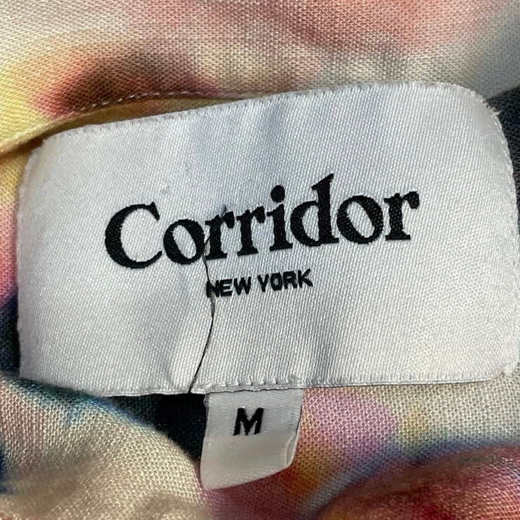 Corridor Men's Multicolor Tie Dye Short Sleeve Button Down Shirt Top Size M