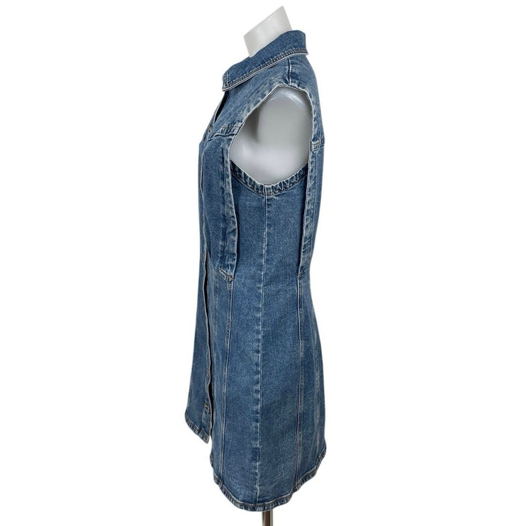 Abercrombie & Fitch Blue Sleeveless Button Up Denim Jean Mini Shirt Dress Size M