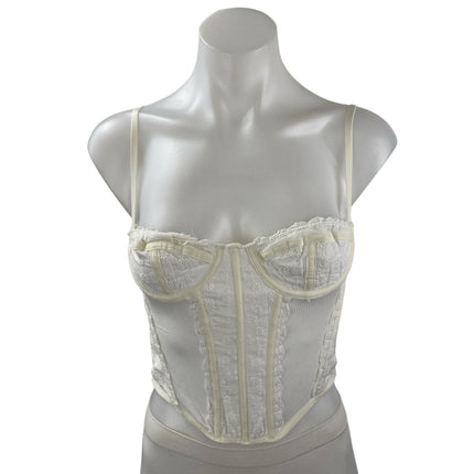 Urban Outfitters Out From Under White Lace Up Corset Bustier Cami Tank Top Sz S