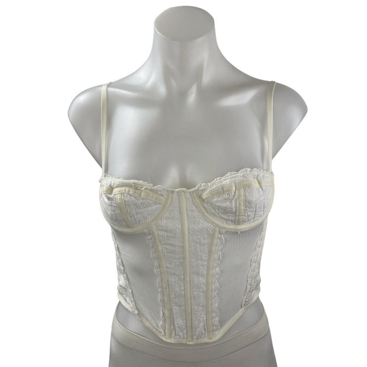 Urban Outfitters Out From Under White Lace Up Corset Bustier Cami Tank Top Sz S