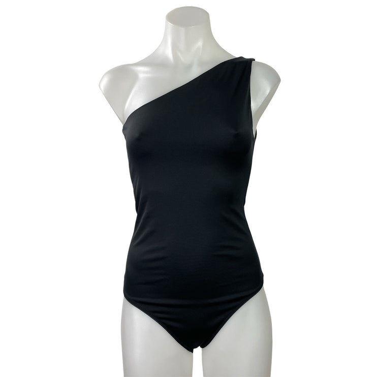 Abercrombie & Fitch Womens Black Sleeveless One Shoulder Bodysuit Tank Top Sz S