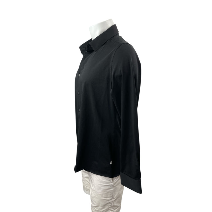 7 Diamonds Girona Men's Black Long Sleeve Textured Button Down Shirt Top Size M