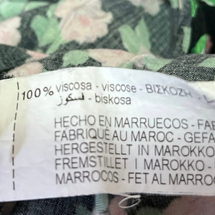 Zara Women's Black Rose Floral Slit Zipper Midi Straight A-line Skirt Size XS