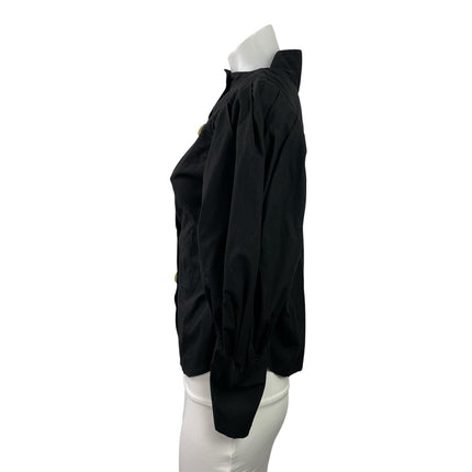 Zara Women's Black Long Balloon Sleeve Button Down Shirt Blouse Top Size XS