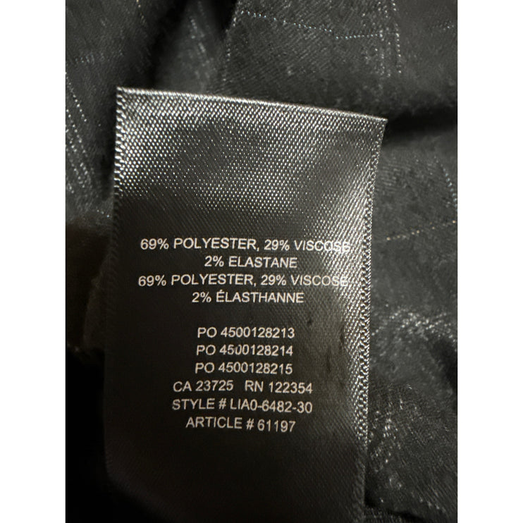 Aritzia Babaton Black Plaid Drawstring Straight High Rise Trousers Pants Size XS