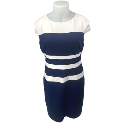 Ralph Lauren Blue White Striped Cap Sleeve Knee Length Career Sheath Dress 16