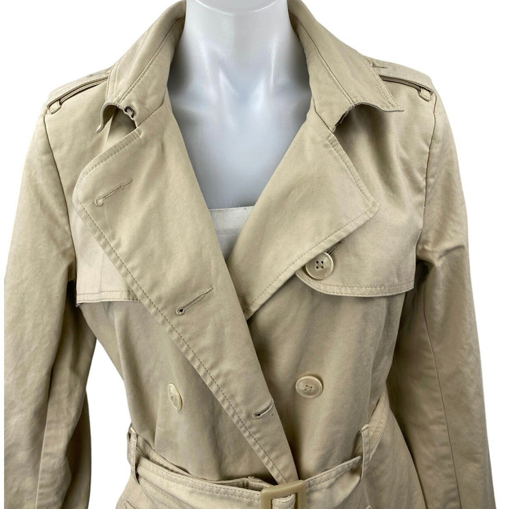 Tommy Hilfiger Women's Khaki Double Breasted Tie Waist Trench Coat Jacket Size M