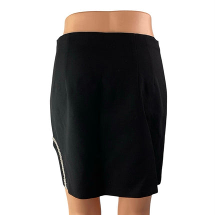 Zara Black Jeweled Rhinestone Embellished Slit Zipper Mini Pencil Skirt Size S