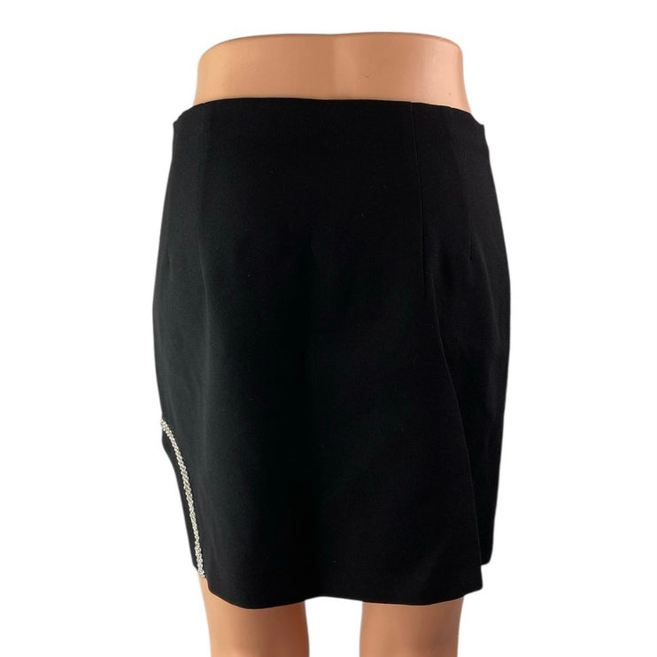 Zara Black Jeweled Rhinestone Embellished Slit Zipper Mini Pencil Skirt Size S
