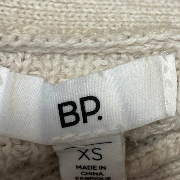 BP. Beige Tan Khaki Long Sleeve V Neck Button Up Crop Cardigan Sweater Top XS