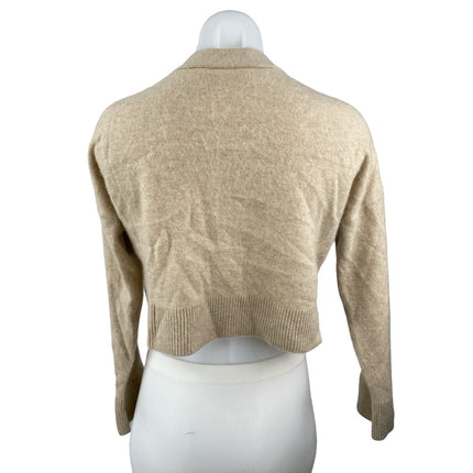 Abercrombie & Fitch Beige Long Sleeve V Neck Button Crop Cardigan Sweater Top S