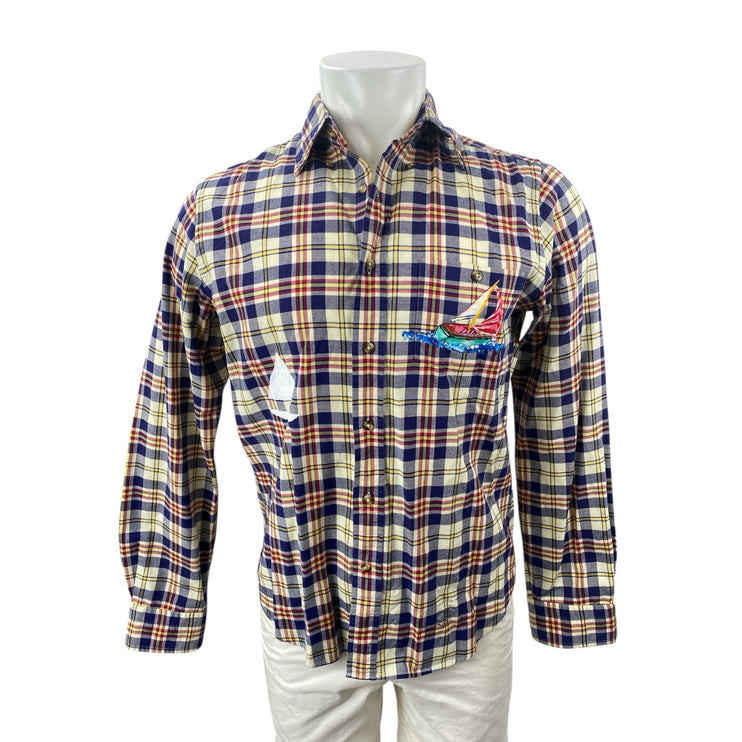 GANT The Rugger Men's Multicolor Plaid Boat Long Sleeve Button Down Shirt Top M