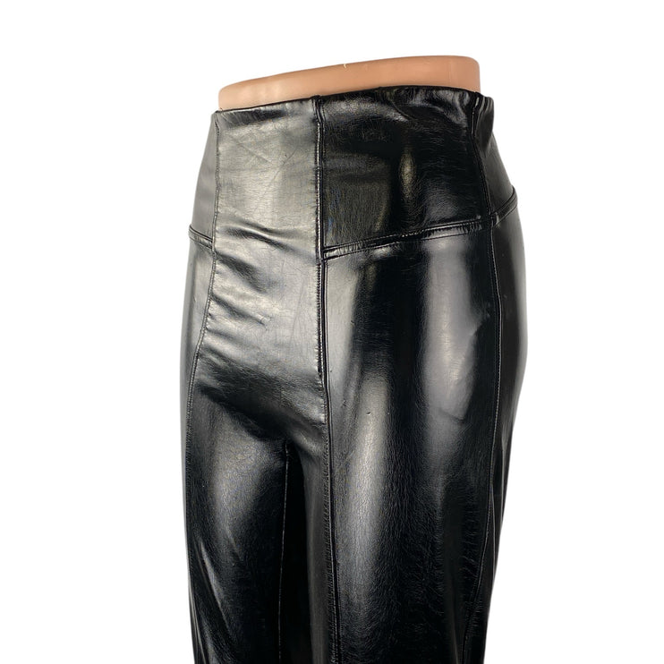 Spanx Womens Black Faux Leather Vegan High Waisted Leggings Casual Pants Size S