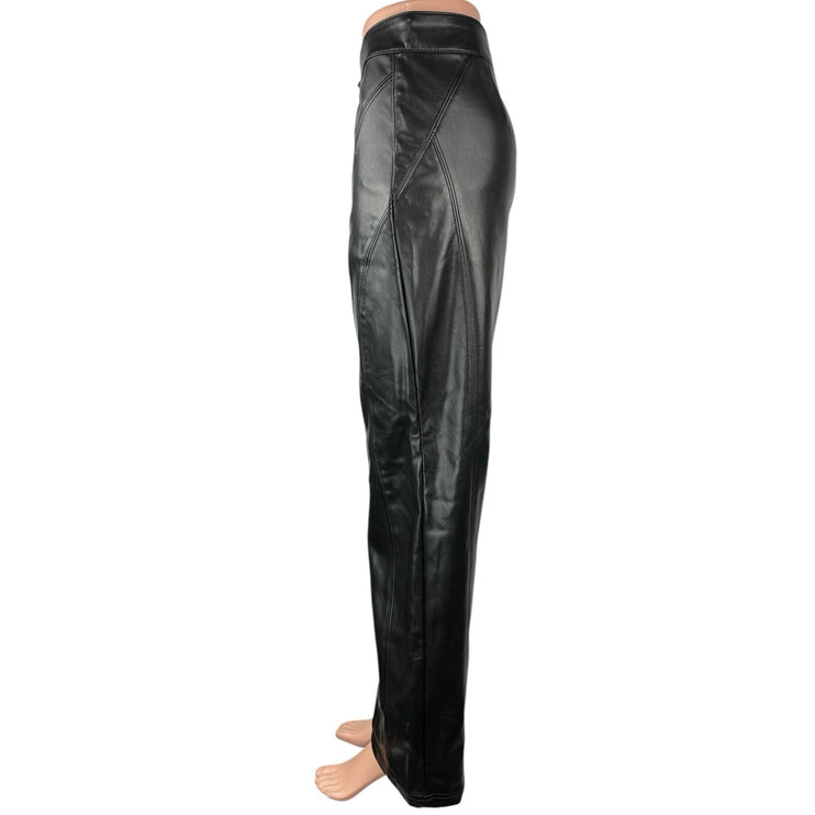 Urban Outfitters Silence + Noise Women's Black Faux Leather Wide Leg Pants Sz 10