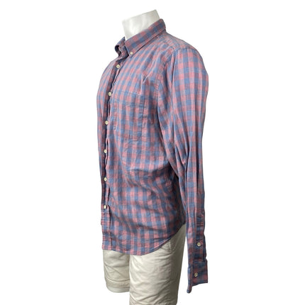Faherty Men's Purple Plaid Gingham Check Long Sleeve Button Down Shirt Top L