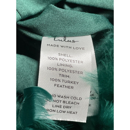 Lulus Especially Fabulous Emerald Sequin Feather Sleeveless Mini Bodycon Dress M