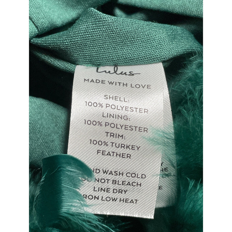 Lulus Especially Fabulous Emerald Sequin Feather Sleeveless Mini Bodycon Dress M