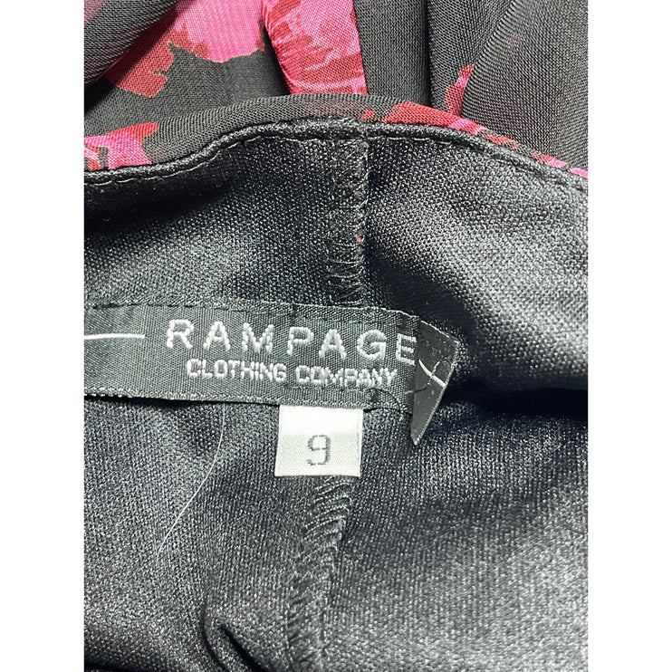 Rampage Black Pink Floral Sleeveless Asymmetrical Mini Cami Tank Slip Dress Sz 9