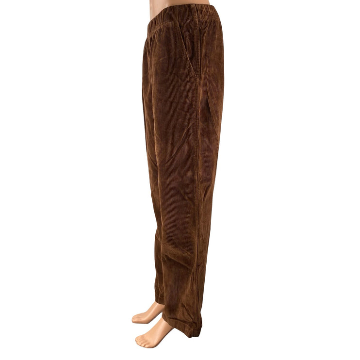Aritzia TNA Women's Brown Corduroy Pull On High Rise Wide Leg Trousers Pants S
