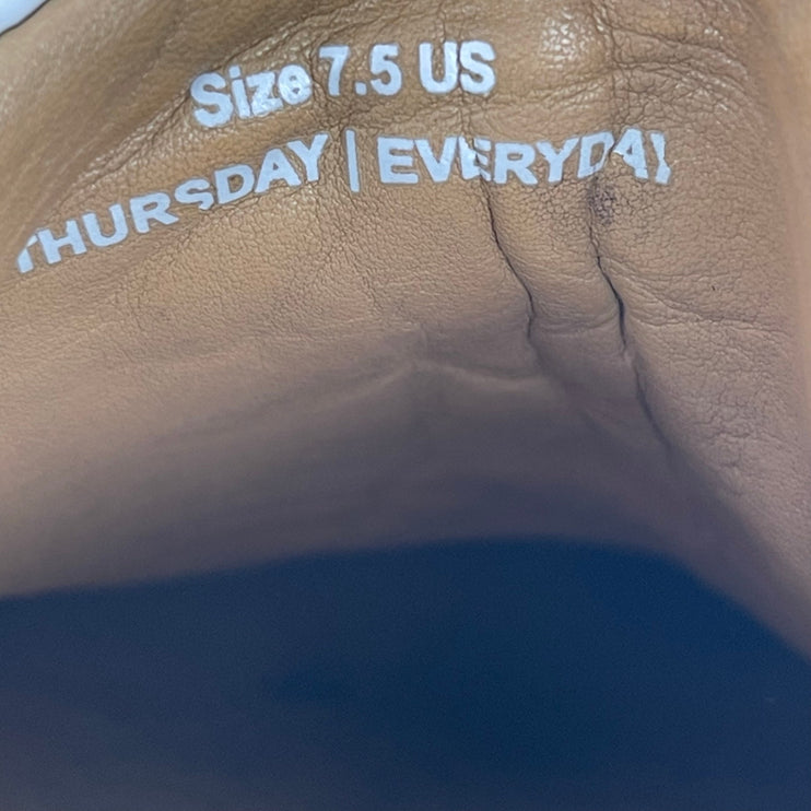 Thursday Everyday Men's White Leather Lace Up Low Top Casual Sneakers Shoes 7.5