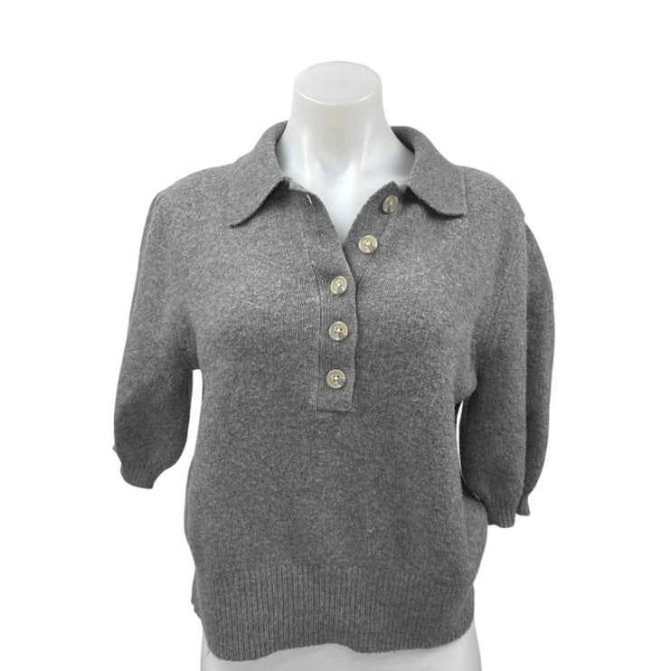 A New Day Women's Gray Collared Polo Knit Cozy Pullover Sweater Top Size S