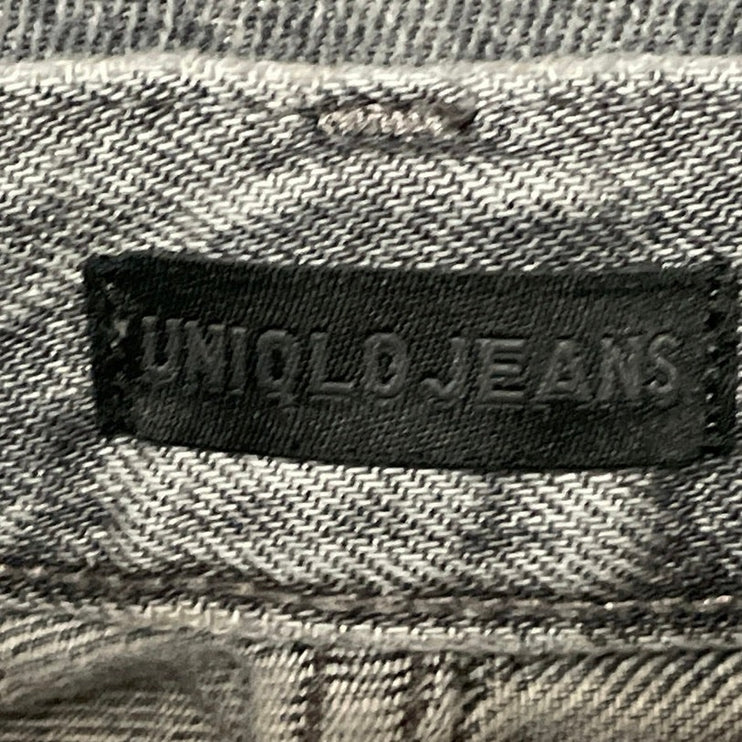 Uniqlo Women's Gray High Waist Relaxed Baggy Wide Leg Denim Jeans Pants Size 27
