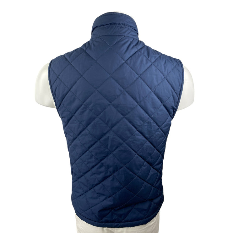 Brooks Brothers 346 Blue Quilted Sleeveless Button Up Vest Coat Jacket Size S