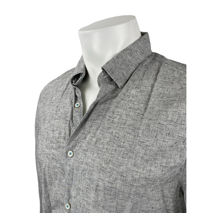 Denim & Flower Men's Gray Collared Long Sleeve Office Button Down Shirt Top Sz L