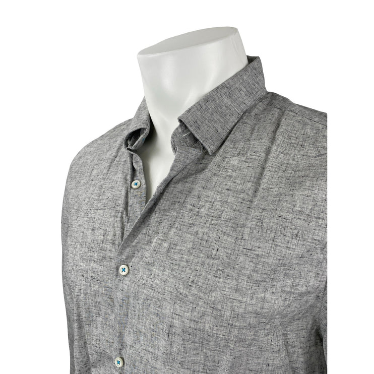 Denim & Flower Men's Gray Collared Long Sleeve Office Button Down Shirt Top Sz L