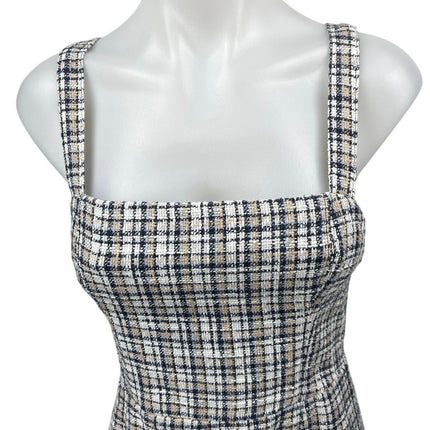 Abercrombie & Fitch Blue Tweed Plaid Checkered Sleeveless Cami Mini Tank Dress S
