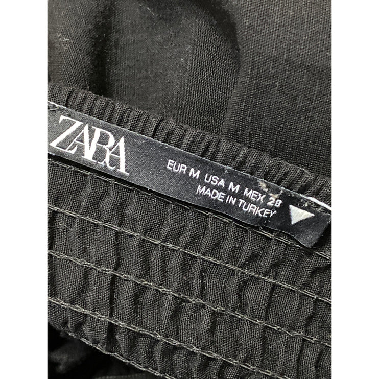 Zara Women's Black Sleeveless Smocked Empire Cami A Line Tank Midi Dress Size M