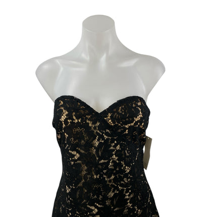 NEW Tobi Black Floral Lace Strapless Sweetheart Sleeveless Mini Sheath Dress L