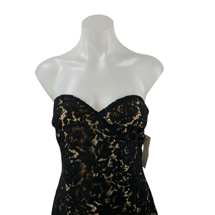 NEW Tobi Black Floral Lace Strapless Sweetheart Sleeveless Mini Sheath Dress L