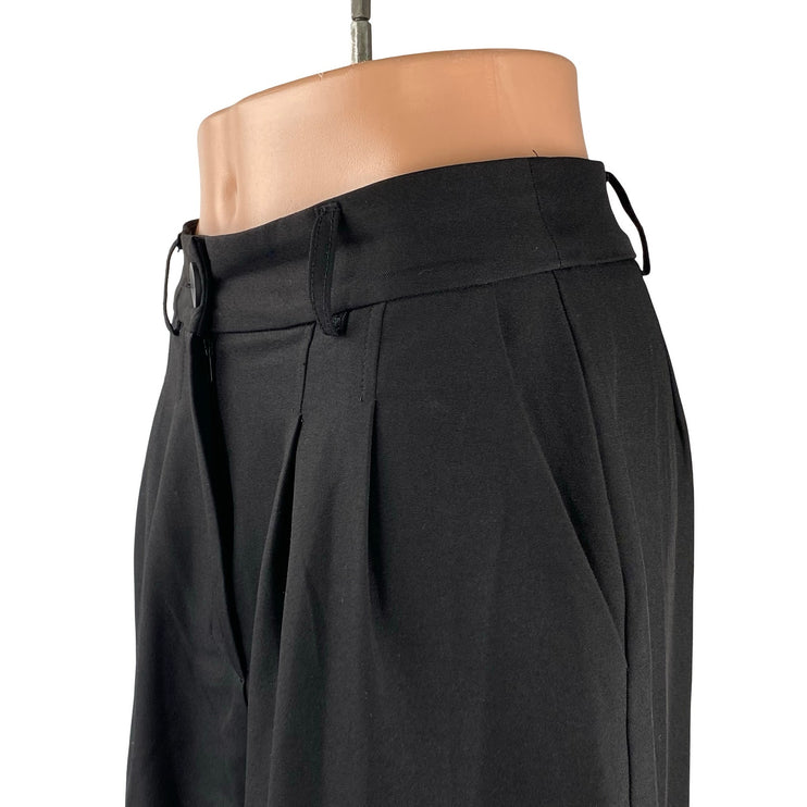 Princess Polly Women's Black High Rise Pleated Wide Leg Trousers Pants Size 6