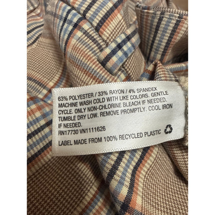 A New Day Women Tan Plaid Tartan Wide Leg Straight Cropped Trousers Pants Size 4