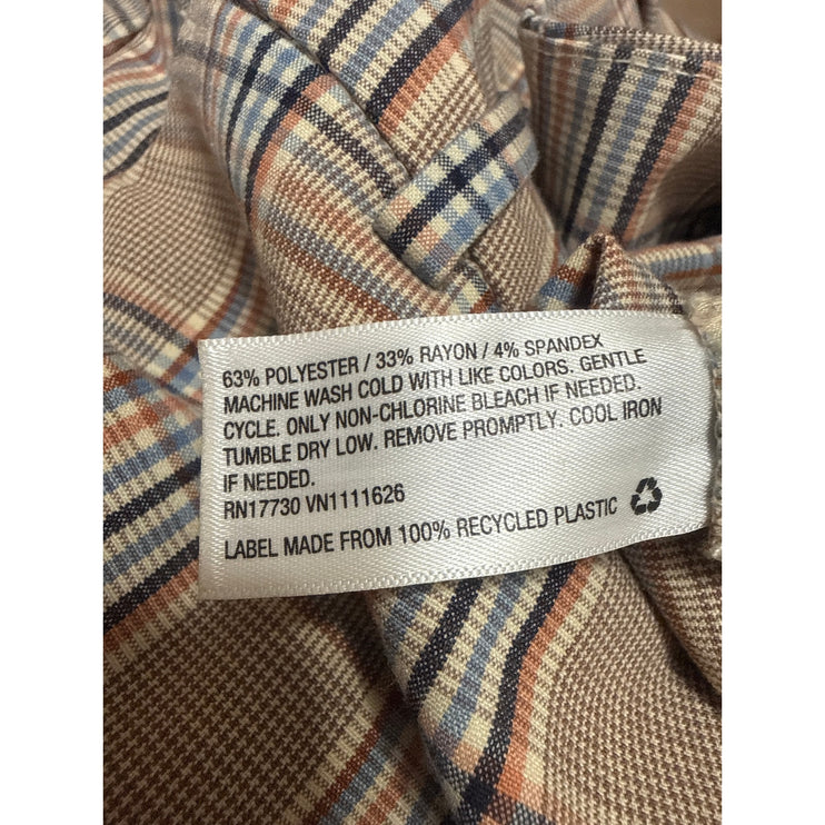 A New Day Women Tan Plaid Tartan Wide Leg Straight Cropped Trousers Pants Size 4