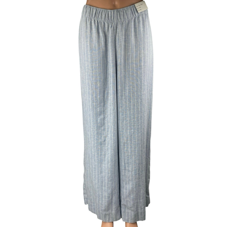NEW Abercrombie & Fitch Blue Striped High Rise Wide Leg Trousers Pants Size XL