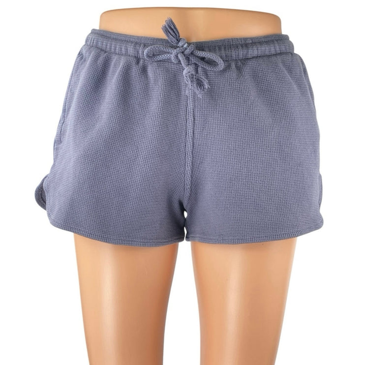 Brandy Melville Womens Purple Waffle Knit Drawstring Lounge Mini Shorts One Size
