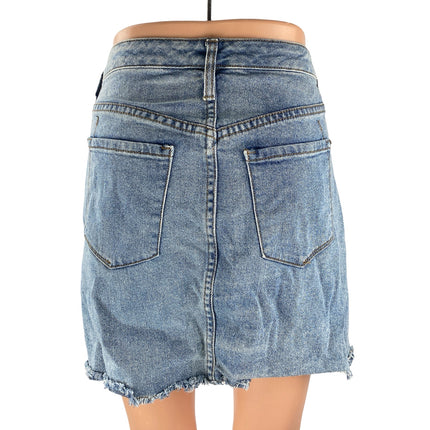Mossimo Blue Raw Fayed Hem High Rise Mini Deconstructed A-Line Denim Skirt 12/31