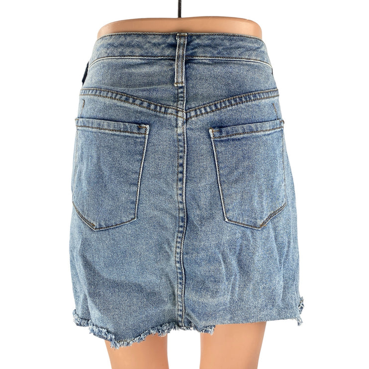 Mossimo Blue Raw Fayed Hem High Rise Mini Deconstructed A-Line Denim Skirt 12/31