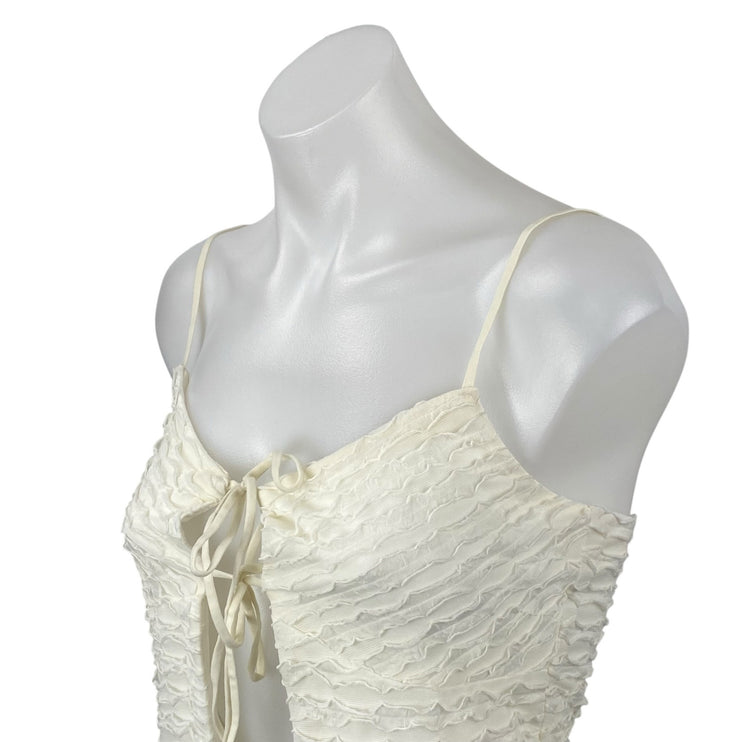 Edikted Alessia Women's White Ruffle Tie Front Sleeveless Camisole Tank Top Sz S