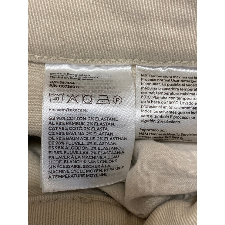 H&M Divided Women's Khaki Beige High Rise Wide Leg Barrel Trousers Pants Size 8