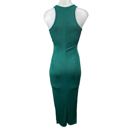 Lioness Women's Green Sleeveless High Neck Racerback Maxi Bodycon Dress Size XS