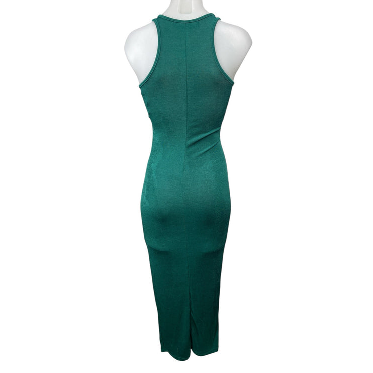 Lioness Women's Green Sleeveless High Neck Racerback Maxi Bodycon Dress Size XS