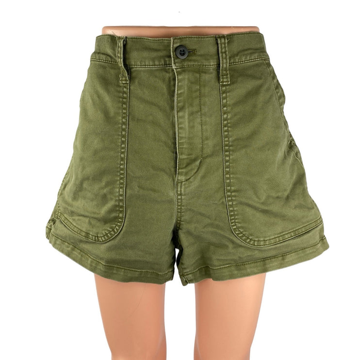 Madewell Women's Green High Waisted Wide Leg A Line Denim Jean Shorts Size 29