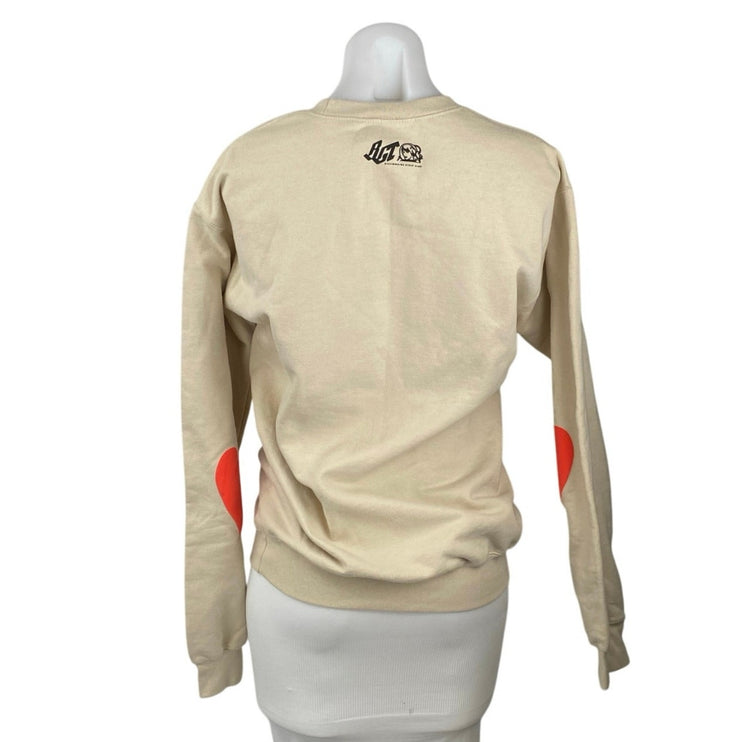 Billionaire Girls Club Queen of Hearts Beige Graphic Sweatshirt Sweater Top S