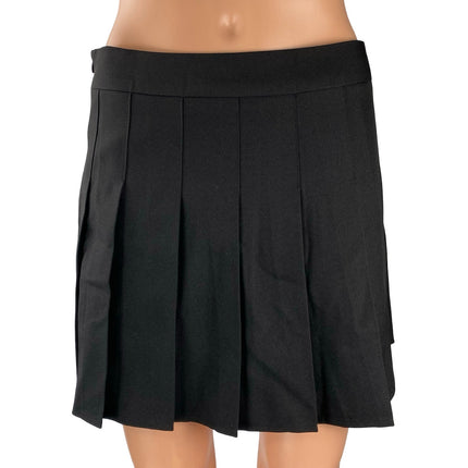 Fashion Women's Black High Waist Pleated Tennis Casual Mini A Line Skirt Size L