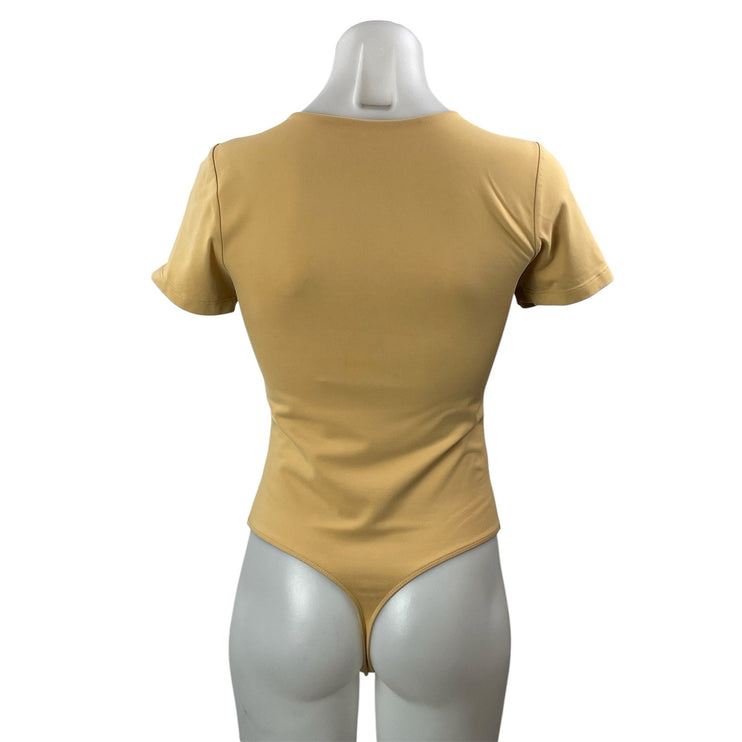 Aritzia Babaton Yellow Short Sleeves Crewneck Bodysuit Tee T-shirt Top Size M