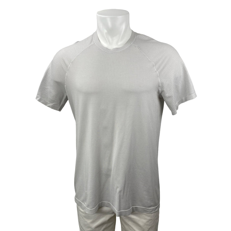 Lululemon Mens Gray Short Sleeve Crew Neck Workout Athletic T Shirt Tee Top L/XL