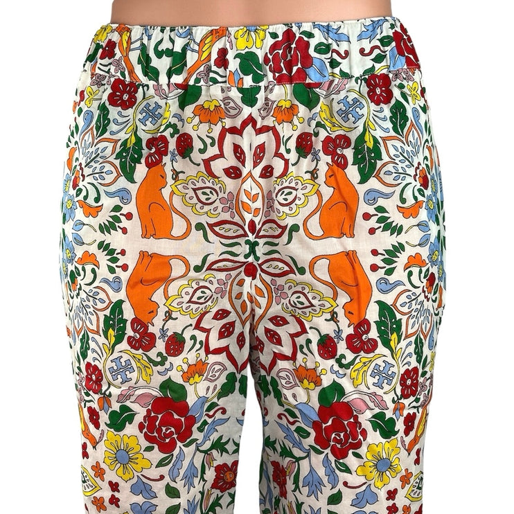 TORY BURCH Multicolor Floral Printed Tapered Pull-On Casual Beach Pant Size XS